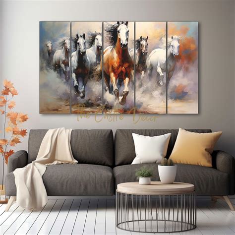 The Castle Decor 7 Horses Wall Painting for Living Room Big Size - 7 ...