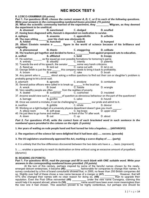 Image result for NEC Sample Test Questions