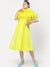Neon Yellow Organza Dress With Frill Cape Collar | LELA By Varija