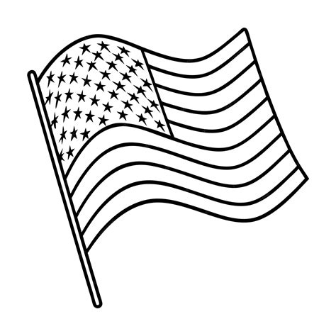 American Flag Black and white line art for baby coloring book page USA ...