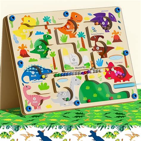 Wooden Magnetic Color and Number Maze Toys, Early Learning Sensory Toys ...