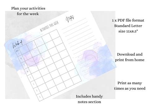 Image result for Printable Activity Planner