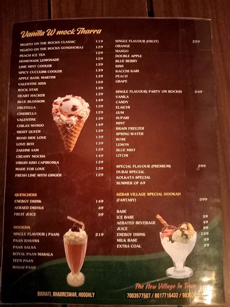 Menu at Kebab Village, Bighati