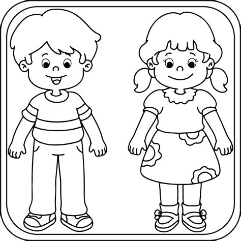 coloring page boy and girl #5594321 | Clipart Library