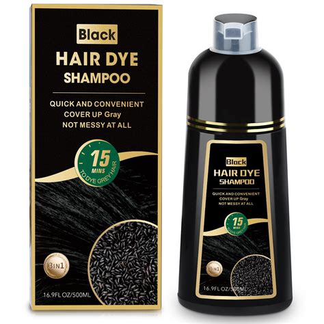 Black Hair Dye Shampoo, 3 in 1 Color Shampoo Hair Dye, Grey Coverage ...