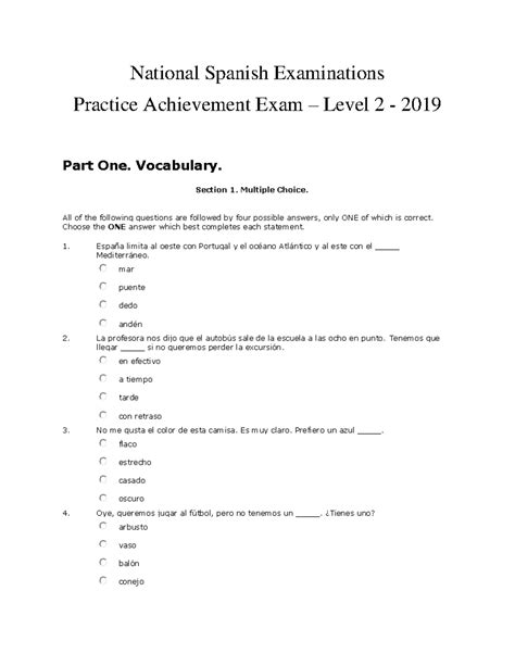 2019 National Spanish Examinations - Achievement - Level 2 - National ...