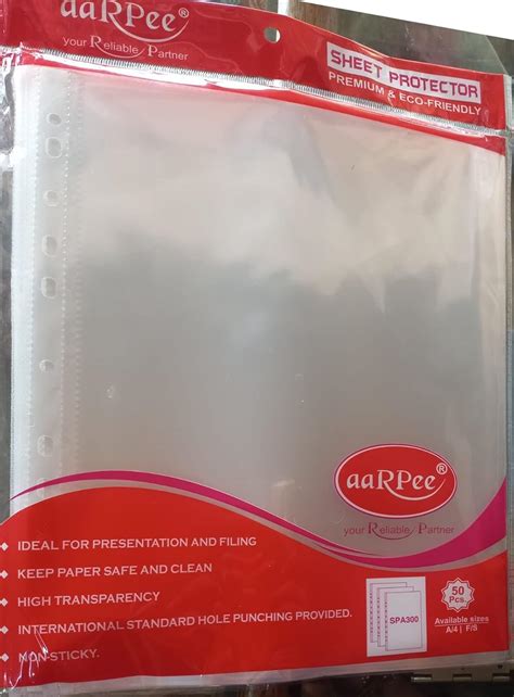 Aarpee Sheet Protector 200 microns A4 (Pack of 50) Clear Document ...