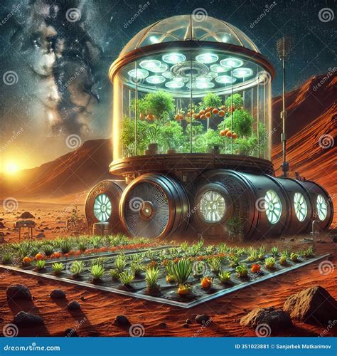 Martian Greenhouse a Pressurized Greenhouse on Mars Growing Plan Stock Illustration ...