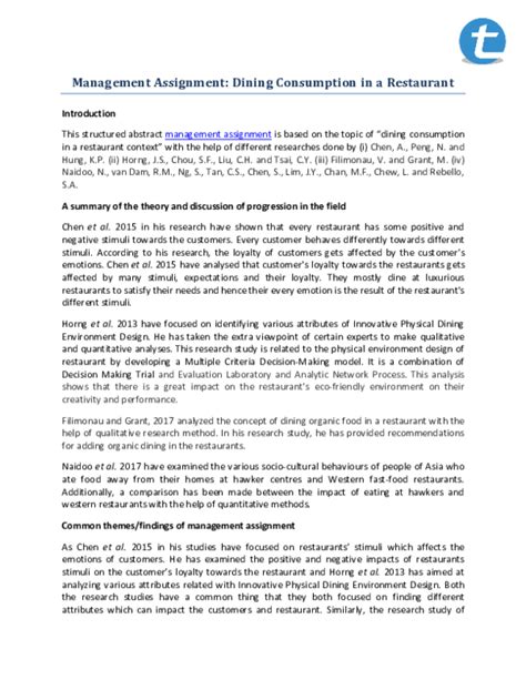 Image result for Restaurant Assignment