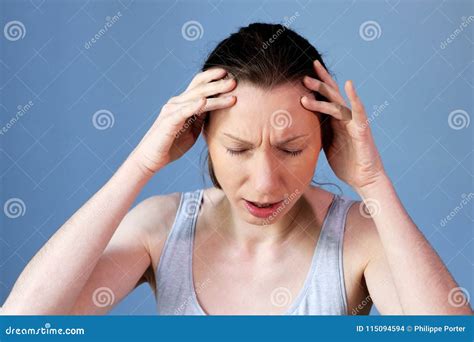 Headache Stress at Work Woman Cold Flu Stock Photo - Image of cold, doctor: 115094594