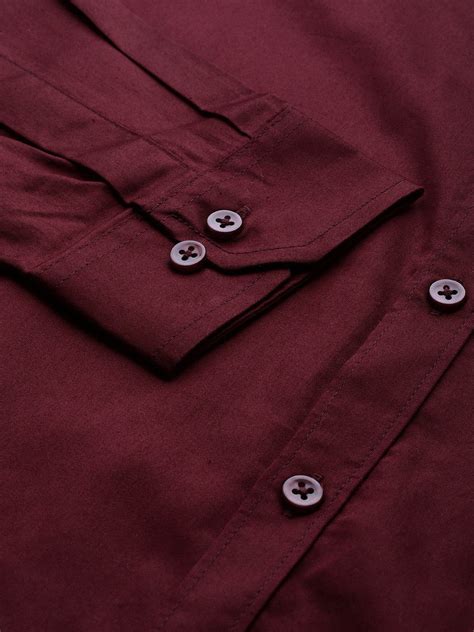 Men Burgundy Smart Slim Fit Solid Twill Formal Shirt – Dennison Fashion ...