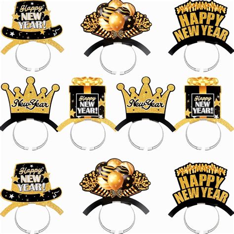 Amazon.com: Sonarun 10 pack Happy New Year Headband Tiara New Years Eve ...