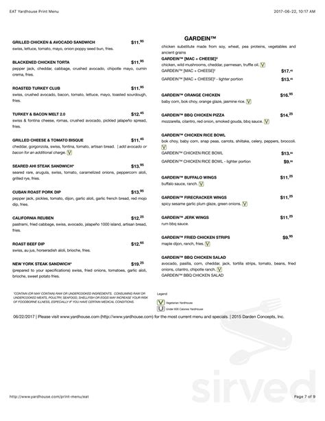 Yard House Restaurant Nutritional Information | Besto Blog