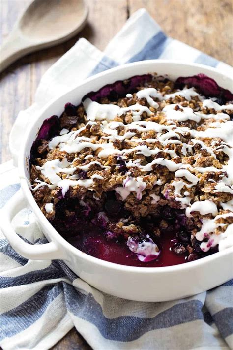 Simple Oat & Pecan Blueberry Crisp Recipe - Pinch of Yum