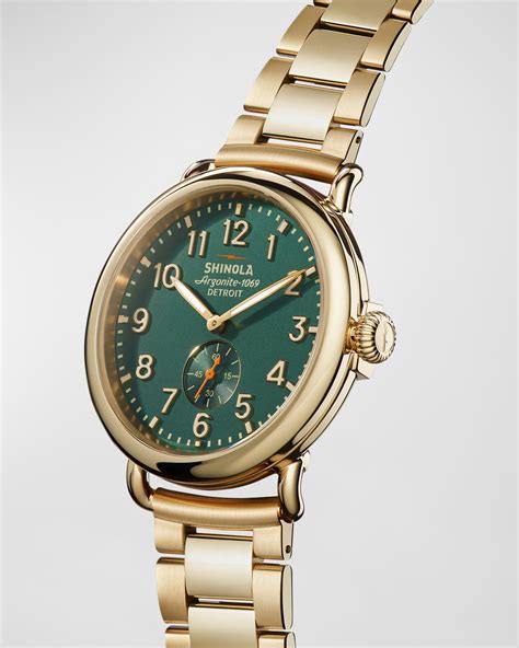 Shinola Men's Runwell Gold-Tone Bracelet Watch, 41mm | Neiman Marcus