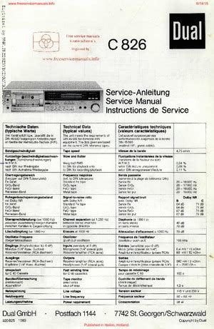 Dual C826 Service Manual PDF Free Download