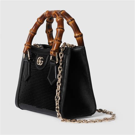 Gucci Diana embroidered small tote bag in black silk satin | GUCCI® NL