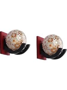 Somil Beautiful Moon-Shaped Wooden Wall Lamp with Mosaic Glass Shade ...