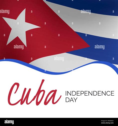 Composition of cuba independence day text over flag of cuba on white ...
