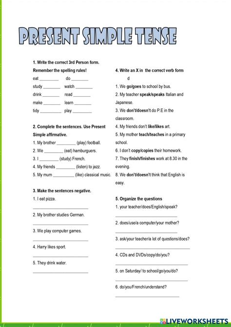 Image result for Live Worksheets Present Simple