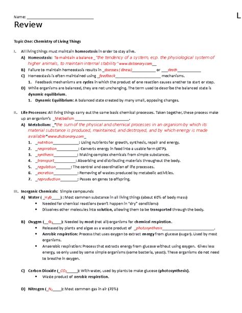 Regents review packet 2021-2022 - The Living Environment (Biology ...