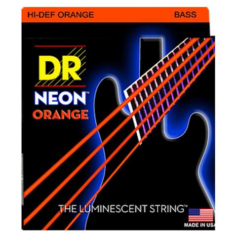 DR String NOB HI-DEF Neon Orange Coated Bass Guitar Strings - Light 40 ...