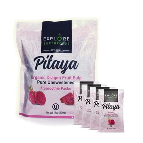 Explore Superfoods Pitaya Organic Dragon Fruit Frozen Puree Packs Pure ...