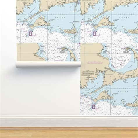 Cape Cod nautical map, small size Wallpaper | Spoonflower