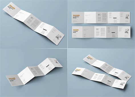 5-Fold Accordion Brochure Mockup PSD Set | 5 fold brochure template ...
