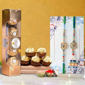 Ascension Peacock Designer Couple Rakhi Set for Bhai Bhabhi with Small ...