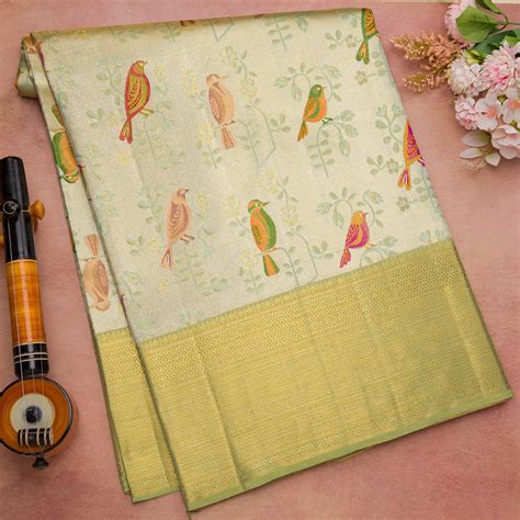 Pista Gold Pure Kanjeevaram Tissue Silk Saree - Deepamsilksbangalore