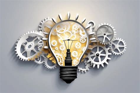 Vector paper light bulb with gears and cogs business interaction ...