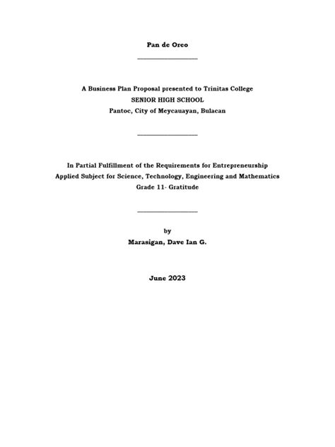 Example of Business Plan Proposal 的图像结果