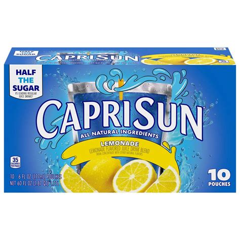 Capri Sun Lemonade Juice Drink, 10 Pack, 6 fl oz Pouches, All Natural ...