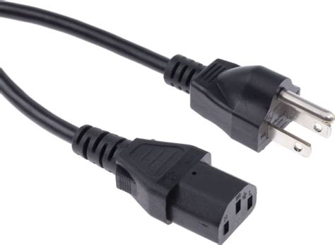 RS PRO | RS PRO IEC C13 Socket to Type B US Plug Plug Power Cord, 2.5m ...