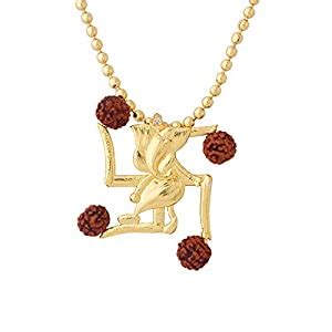 Dare by Voylla Rudraksha Studded Swastika Pendant with Chain Jewelry ...