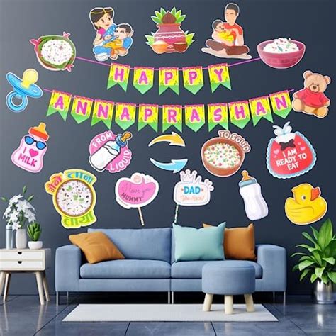 Party Decorz Annaprashan Decoration Items Set Of 19pcs ( 1pcs Happy ...