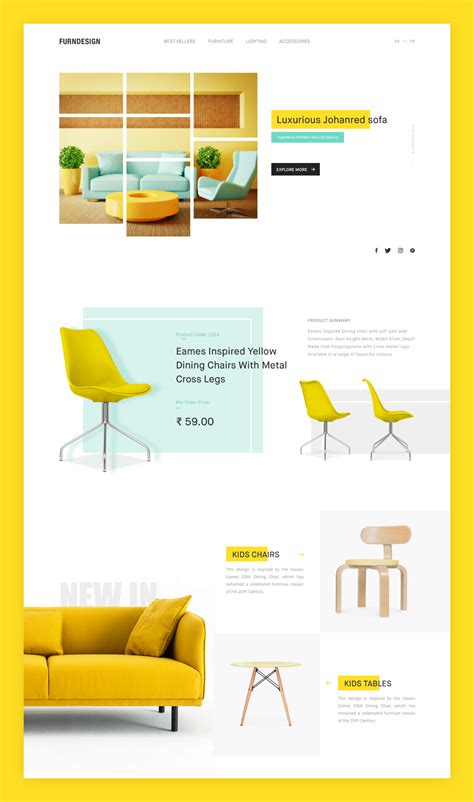 Yellow and White Furniture Store Website Design