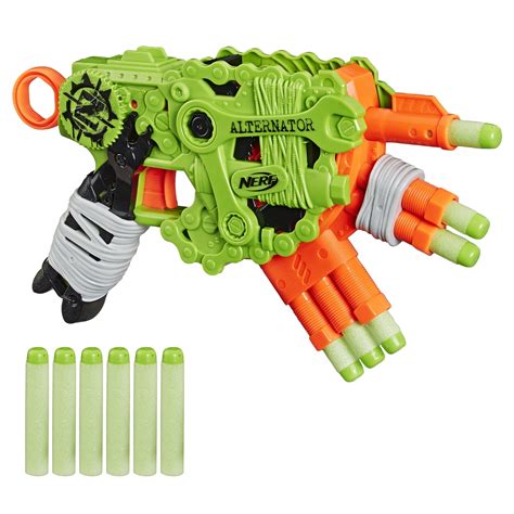 Nerf Zombie Strike Alternator Blaster, 6 Dart Capacity, 12 Official ...