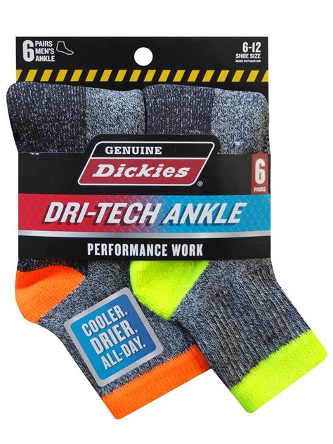 Dickies Dri-Tech Quarter Socks 6-Pack - Walmart.com