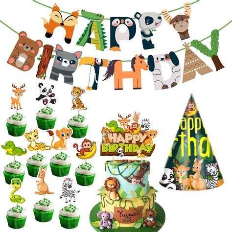 Zyozique Jungle Safari Happy Birthday Decoration Kids,Animal Birthday ...