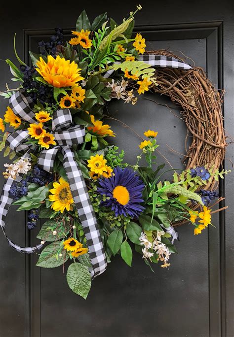 Sunflower Wreath, Fall Wreath, Front Door Wreath- Sunflower Door Wreath ...