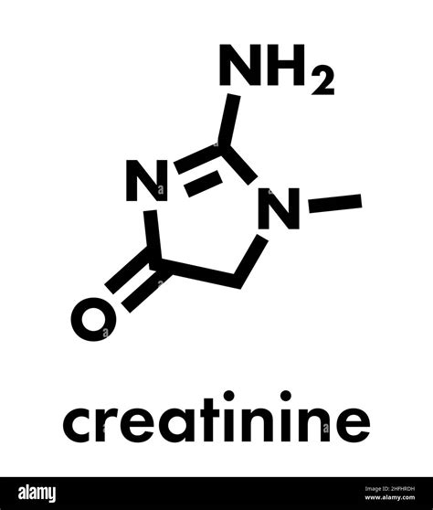 Creatinine molecule. Creatine breakdown product. Creatinine clearance is used to measure kidney ...
