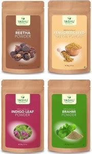 Yashu Pure and Organic Reetha Fenugreek Brahmi and Indigo powder for ...