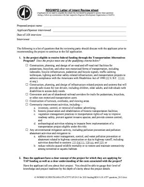Fillable Online nado RDO/MPO Letter of Intent Review sheet - nado Fax ...