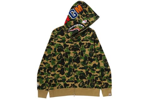 BAPE ABC Camo Crystal Stone Shark Full Zip Hoodie Green Men's - SS25 - US