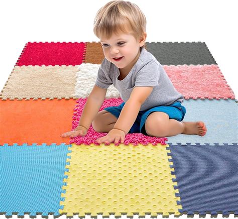 Amazon.com: MOTGOM 12 Set Sensory Floor Tiles - Textured Sensory Mats ...