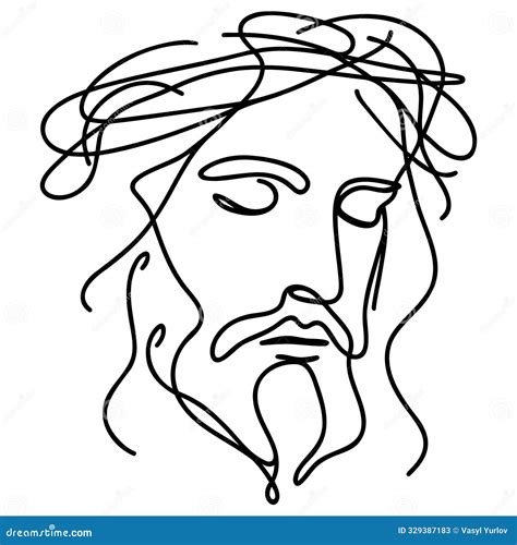 Continuous One Line Drawing of Jesus Face Stock Illustration - Illustration of sacred ...