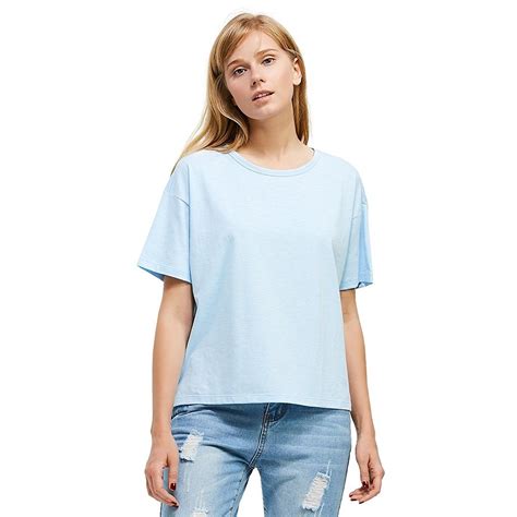 Women Crew Neck Short Sleeve T Shirt- Side Split- Low High- Loose Fit ...