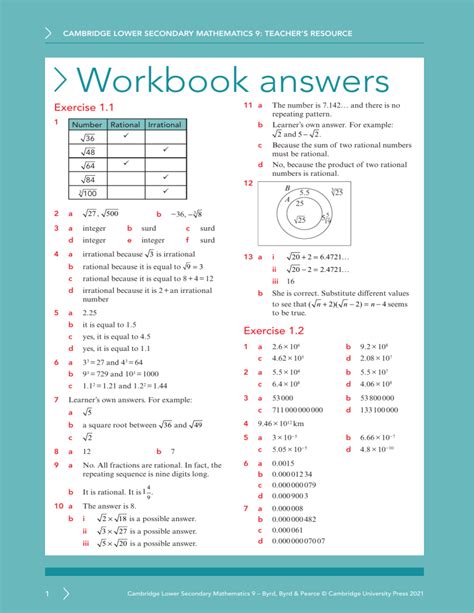 Cambridge lower secondary math 9 workbook answers